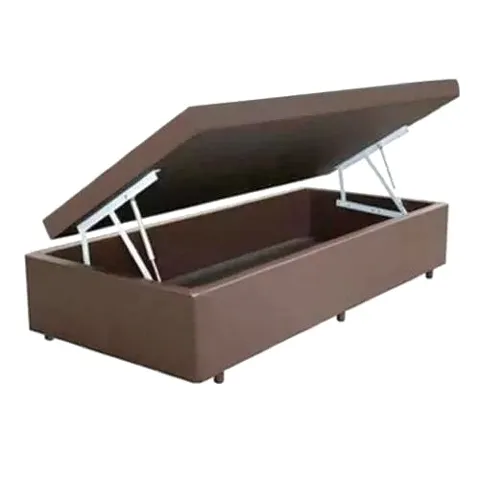 Base Bau Solteiro 88x188x40 Suede Marrom SR Movelaria