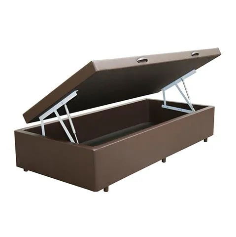 Base Bau Solteirao 110x188x40 Corino Bege SR Movelaria — Baú Solteirão - Suede Marrom