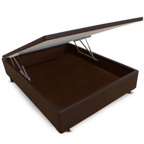 Base Bau Solteirao 110x188x40 Corino Bege SR Movelaria — Baú Solteirão - Corino Marrom