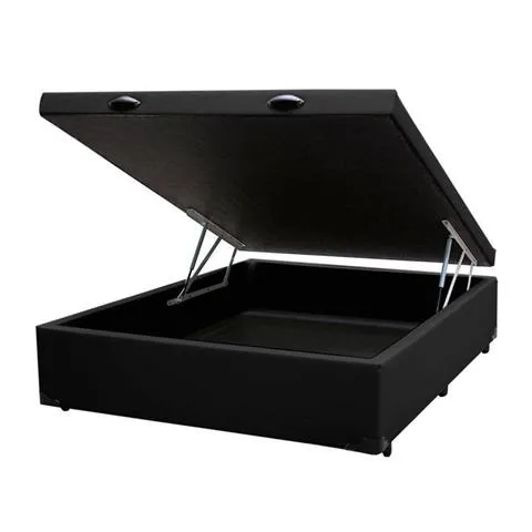 Base Bau Solteirao 110x188x40 Corino Bege SR Movelaria — Baú Solteirão - Suede Preto