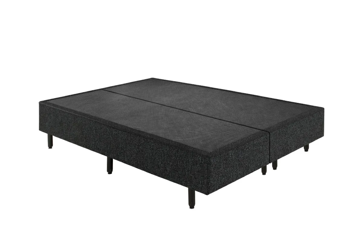 Base Casal Bipartida 2x69x188x40 Corino Bege SR Movelaria — Base Casal Bipartida - Corino Preto