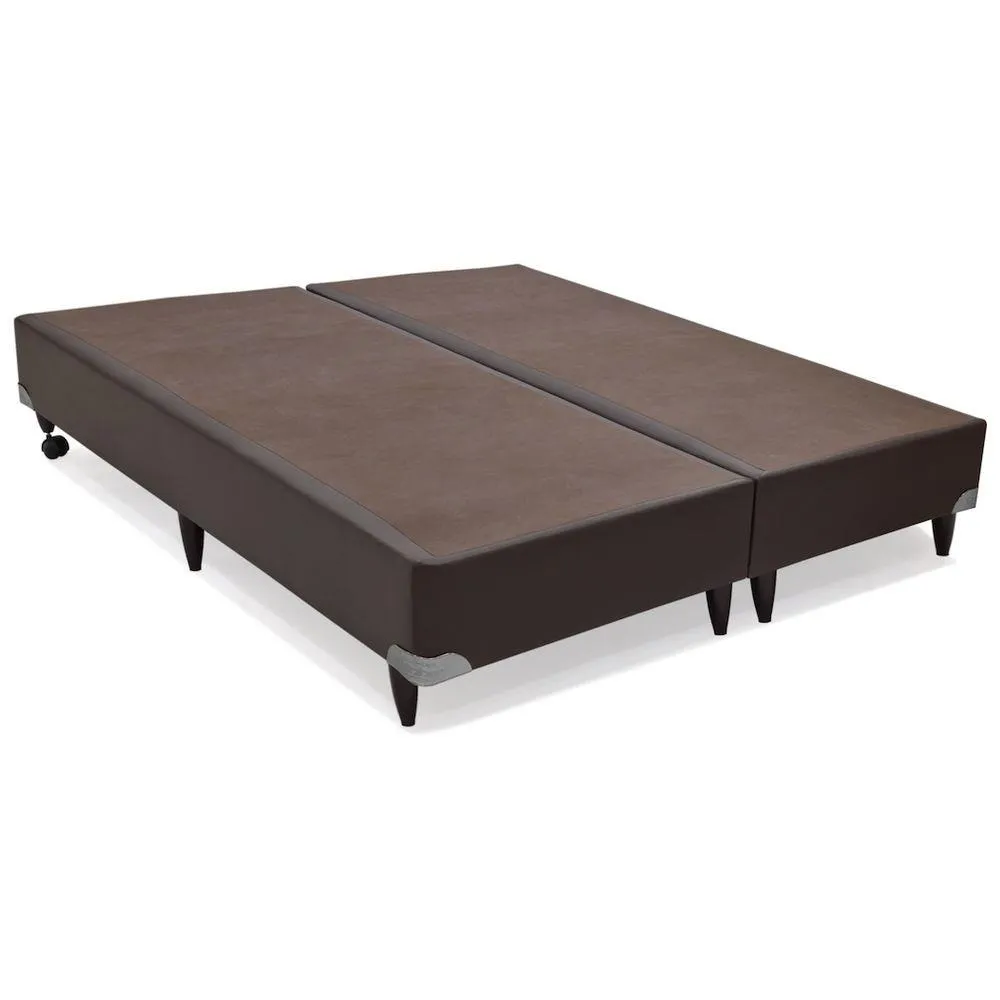 Base Casal Bipartida 2x69x188x40 Corino Bege SR Movelaria — Base Casl Bipartida - Suede Marrom
