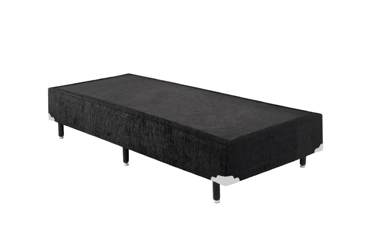 Base Solteiro 88x188x38 Corino Bege SR Movelaria — Base Solteiro - Corino Preto