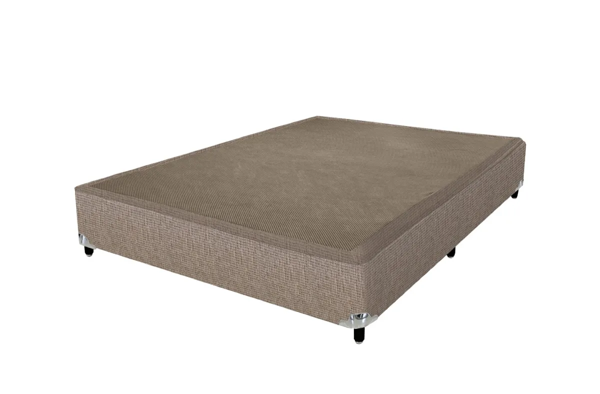 Base Casal 138x188x40 Corino Bege SR Movelaria — Base Casal 138 - Suede Marrom