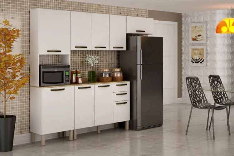 Torre Quente Cozinha New Valencia 2P1N Branco.Cinamomo Salleto — Cozinha Valencia Branco