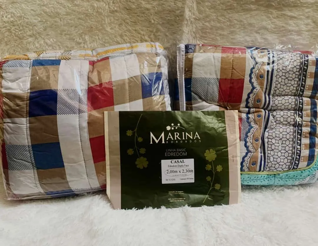 Edredon Casal Dupla Face Linha Basic Marina Bordados Bialumi — Diversas Estampas