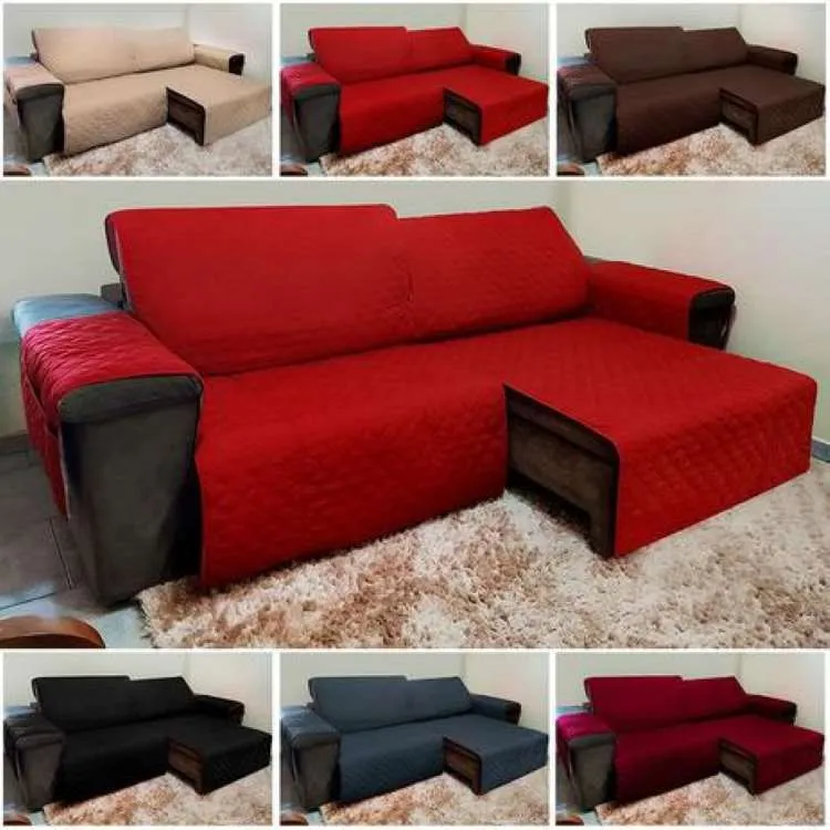 Capa Protetora Sofa Retratil Martelado 3Lgs Vera Lucia — Vermelho