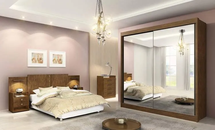 Roupeiro Las Vegas 2P6G com Espelhos D Doro — Ipe/offwhite - Flex