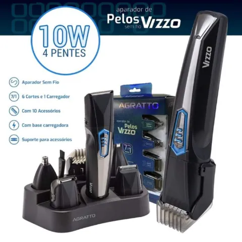 Aparador de Pelos Vizzo AP03 7 em 1 Bivolt Agratto