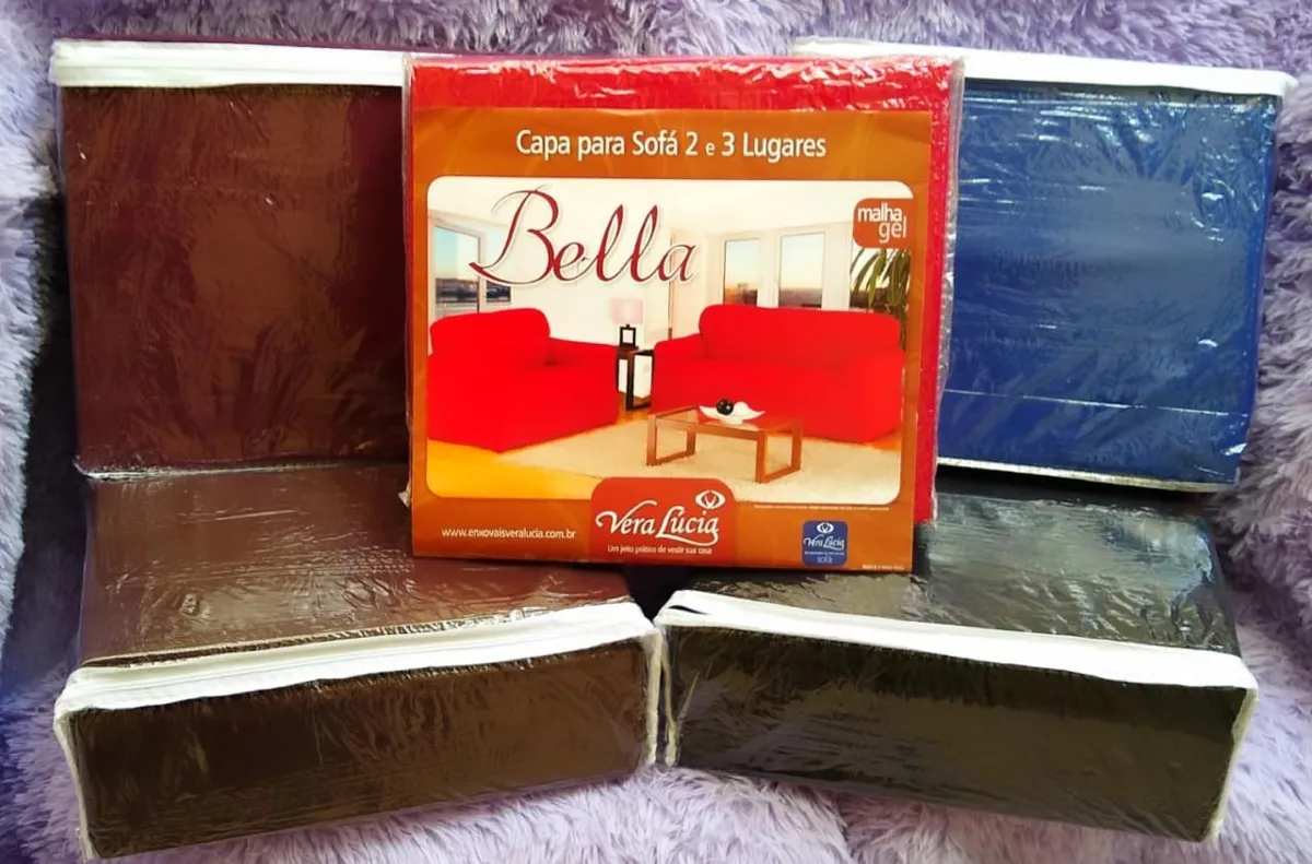 Jogo Capa Sofas 2x3Lgs Bella Azul Vera Lucia — Malha Gel Vinho