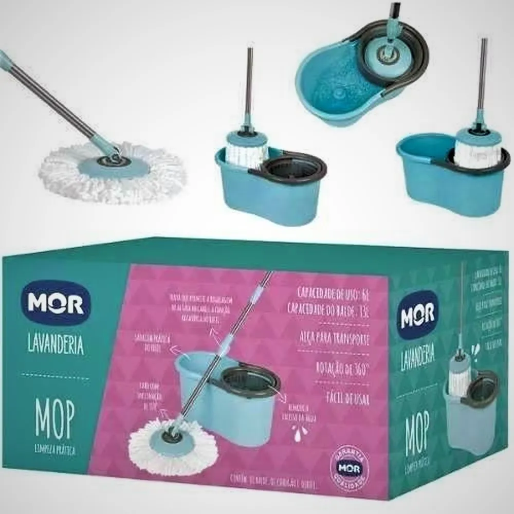 Esfregao Mop Limpeza Pratica 13 Litros Metalurgica Mor — Mop Limpeza Pratica 13 L Azul