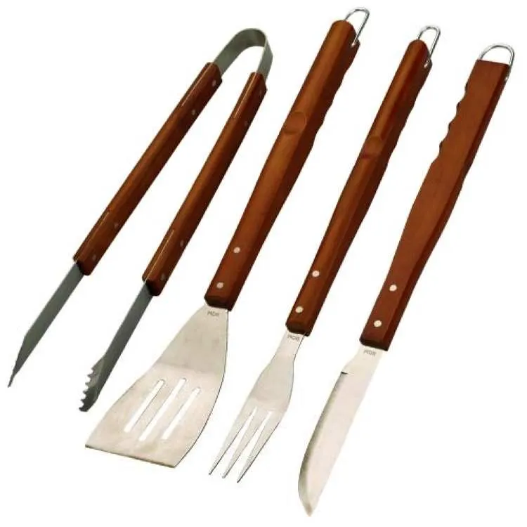 Conjunto Churrasco 4 Pcs Inox Metalurgica Mor — Conj Churrasco 4Pcs Inox
