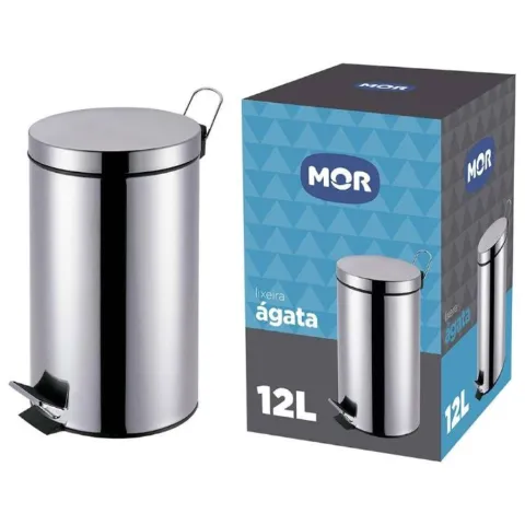 Lixeira Agata com Pedal 12Litros Inox Metalurgica Mor