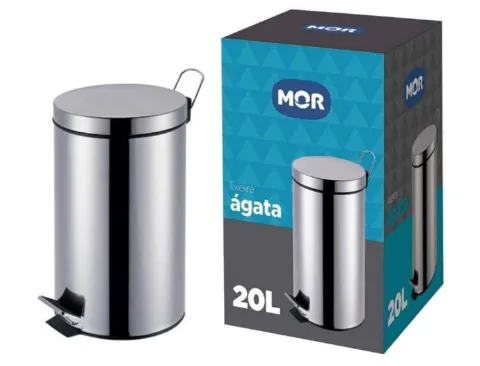 Lixeira Agata com Pedal 20Litros Inox Metalurgica Mor