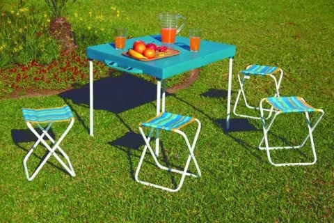 Mesa Pratica com 4 Banquetas Azul Metalurgica Mor