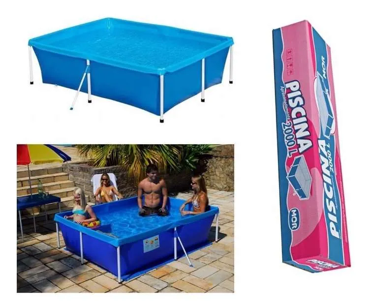 Piscina Infantil 1000 Litros Retangular Azul Mor — Piscina Standard 2000 Litros Azul