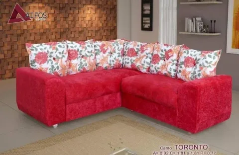 Conj Estofado Toronto Canto 2x3Lgs Vermelho.Floral Phoenix