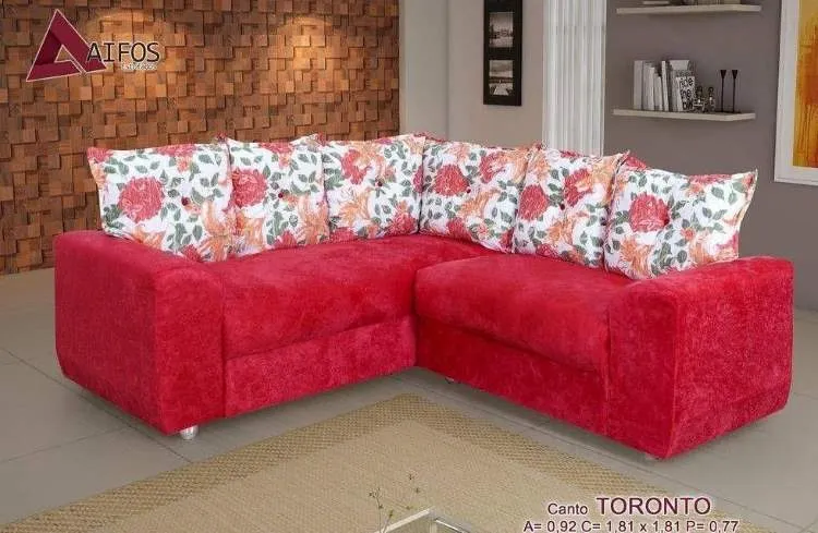 Conj Estofado Toronto Canto 2x3Lgs Vermelho.Floral Phoenix — Vermelho/Floral