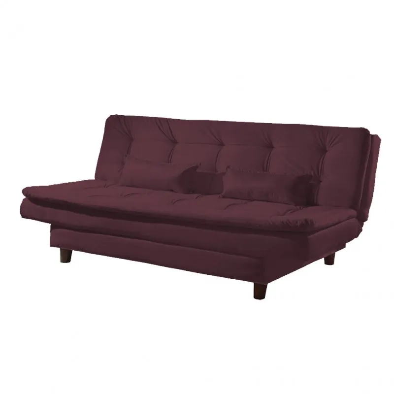 Sofa Cama Premium 3Lgs 2 Estagio 2263B Marrom Luxury — Vinho