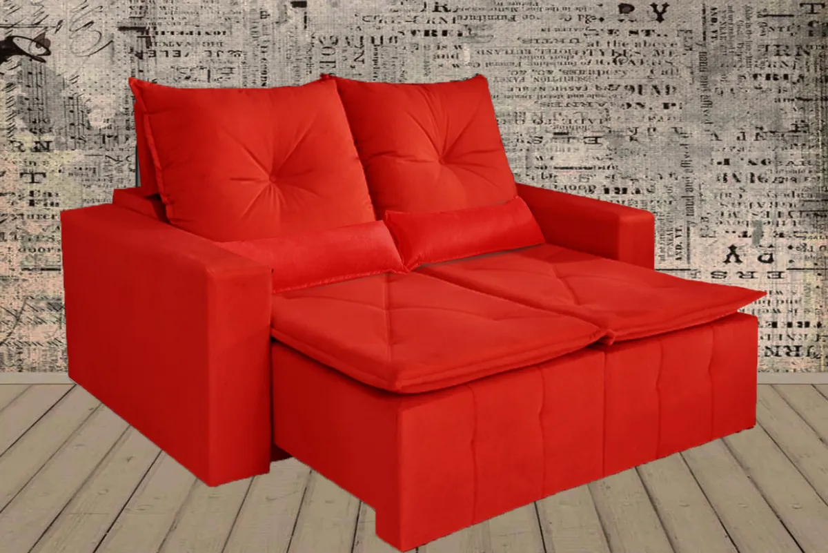 Sofa Retratil Recl Paris 2x80 Br20 Vicam — Suede Vermelho 6002