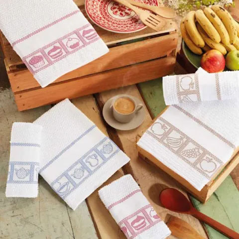 Jogo Pano de Copa Jacquard Pacote com 8 Peças 50x70 Sortidos Dianneli