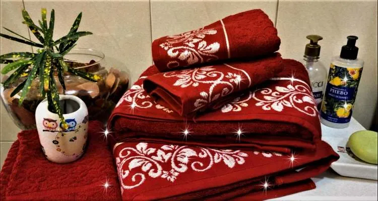 Jogo de Toalhas Jacquard Refinata 5Pcs 810 Damasco Dianneli — Jacquard Refinata 5Pçs Veludo Vinho