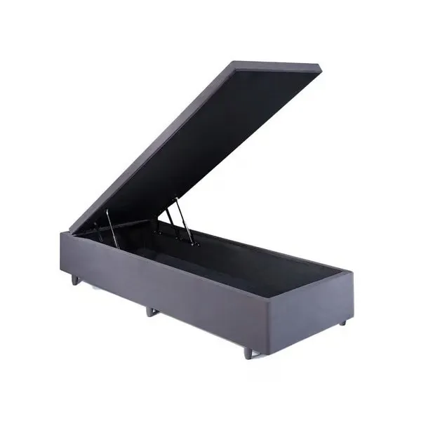Base Bau Soleiro 88x188x40 Linhao Cafe SR Movelaria — Baú Solteiro - Corino Cinza