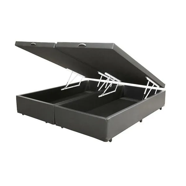 Base Bau King Bipartida 2x 96x203x40 Corino Bege SR Movelaria — Baú King Bipoartida - Corino Cinza