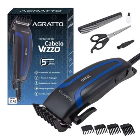 Cortador de Cabelos Vizzo 10W 127V Preto Agratto