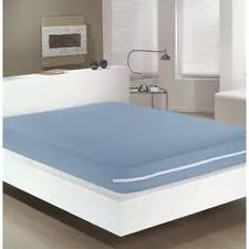 Protetor Colchao Queen em Malha com Ziper Azul Edromania — Protetor Colchão Queen Azul
