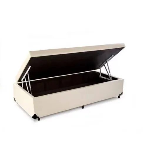 Base Bau Soleiro 88x188x40 Linhao Cafe SR Movelaria — Baú Solteiro - Suede Bege