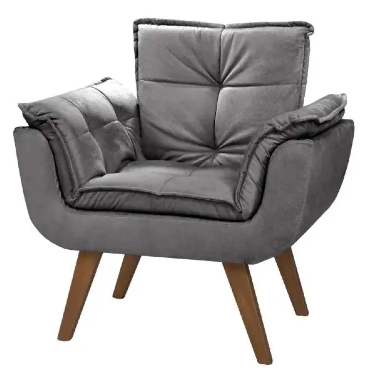 Poltrona Jamile Shalom — Veludo Suede - Cinza Grafite