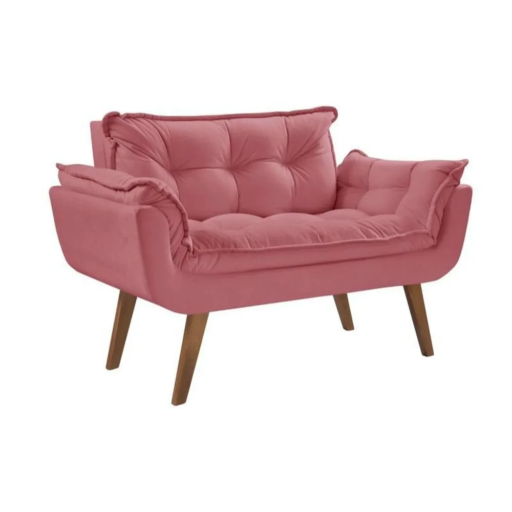 Poltrona Namoradeira Opalla Veludo Suede Amarelo Shalom — Veludo Suede - Rosa