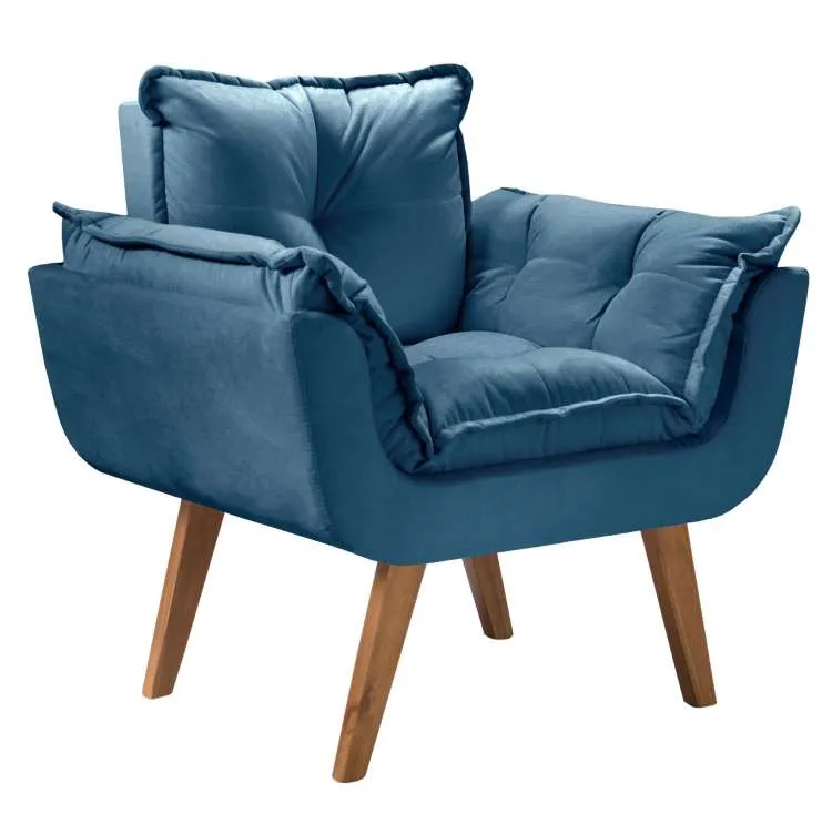 Poltrona Jamile Shalom — Veluo Suede - Azul Marinho