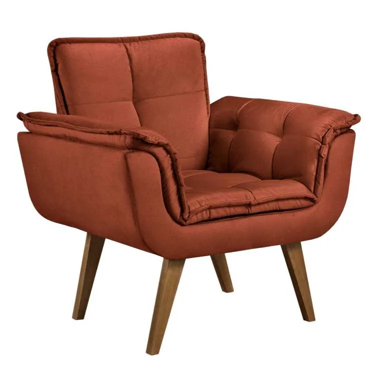 Poltrona Jamile Shalom — Veludo Suede Ferrugem
