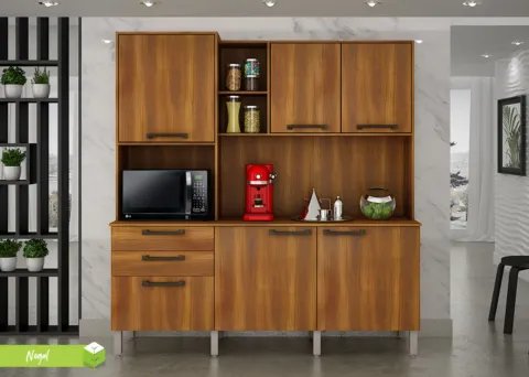 Kit Cozinha Londres 6P2G Nogal Salleto
