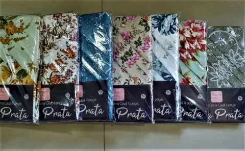 Jogo Cama Casal 4Pcs Linha Prata Sortidos Vera Lucia