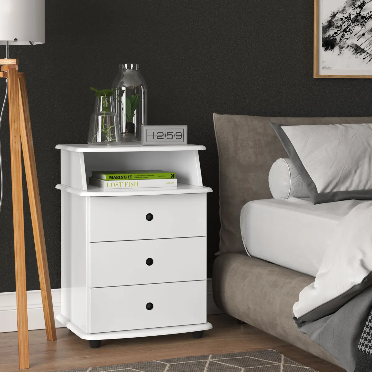 Mesa de Cabeceira Luxo 1N3G EJ Moveis — Branco