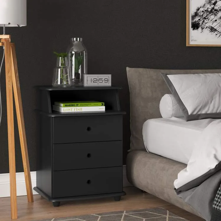 Mesa de Cabeceira Luxo 1N3G EJ Moveis — Preto