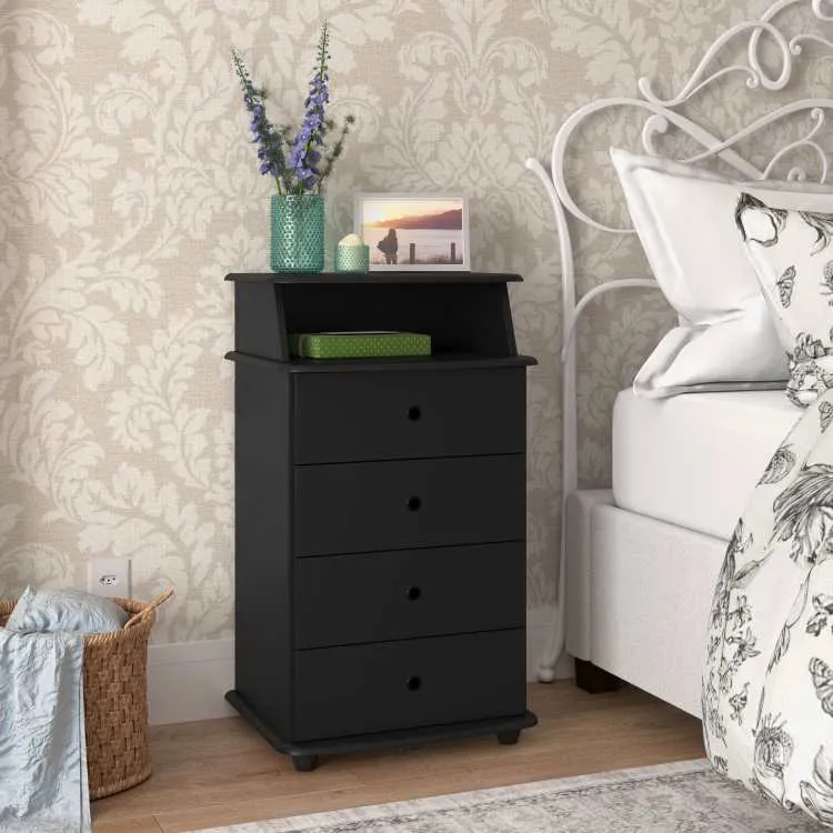 Mesa de Cabeceira Luxo 2 1N4G EJ Moveis — Preto