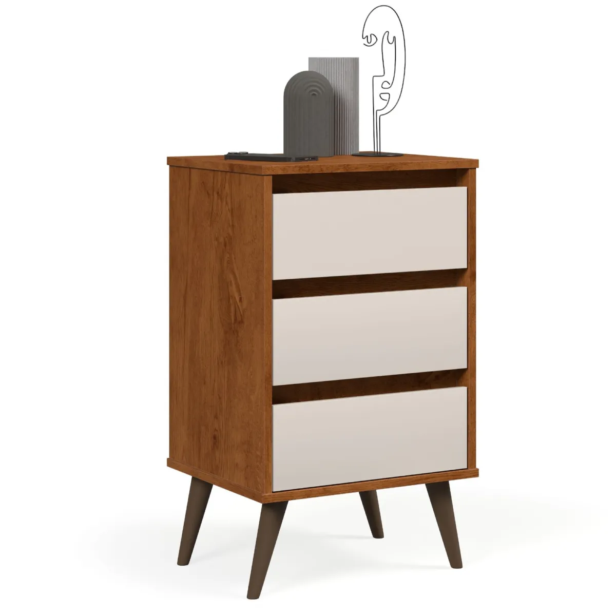 Mesa de Cabeceira Retro Wood EJ Moveis — Freijo/Off White