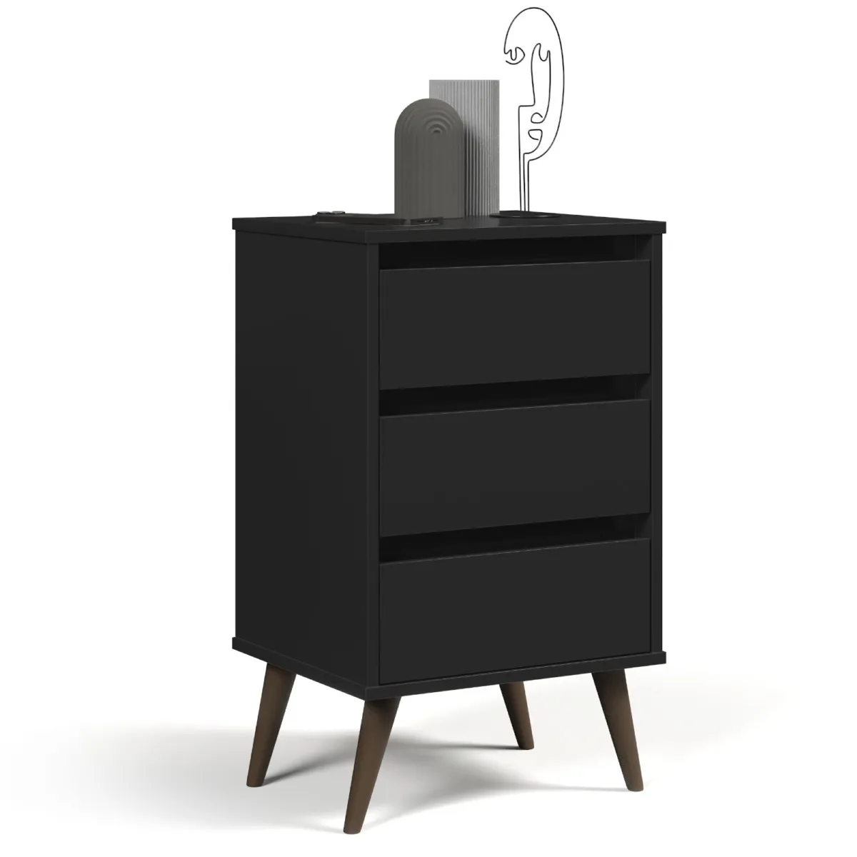 Mesa de Cabeceira Retro Wood EJ Moveis — Preto