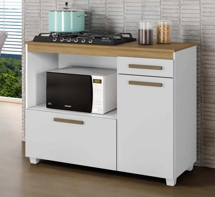 Balcao CookTop Cronus 120 4 Bocas com Tampo com Recorte 53,5 x 35 Branco Arte Moveis — Balcao Cronus  4 Bocas - Branco