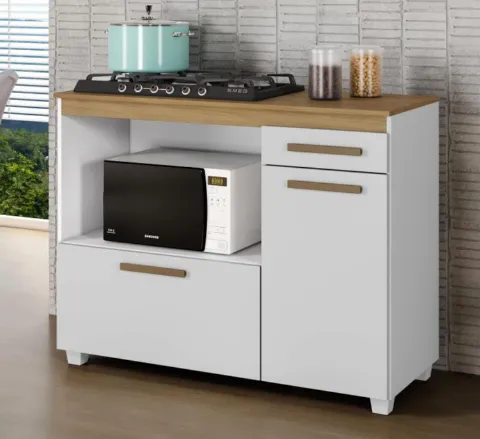 Balcao CookTop Cronus 120 5 Bocas com Tampo com Recorte 63,5 x 35 Branco Arte Moveis