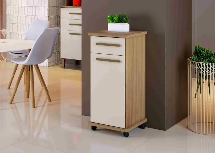 Balcao Palmas 39 1P1G Branco.Branco Arte Moveis — Cinamomo/Off White
