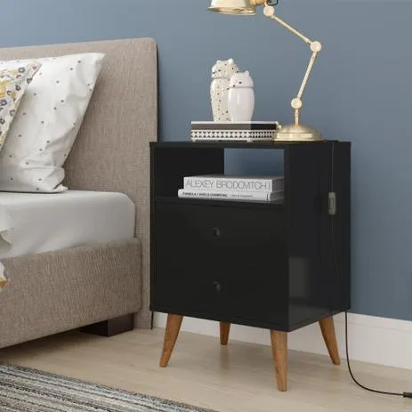 Mesa de Cabeceira Retro Domus EJ Moveis — Preto