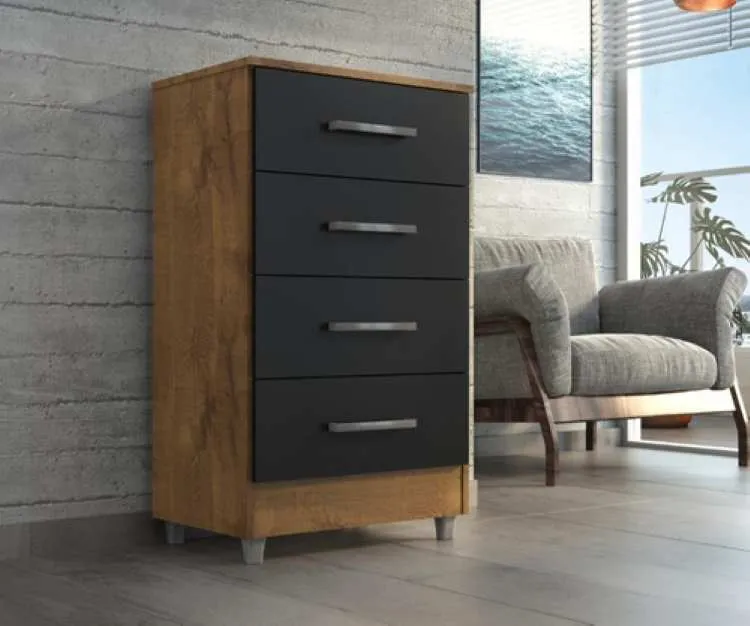 Comoda Flavia 4Gav Quarta Divisao — Castanho/Onix