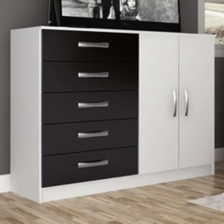 Comoda Araruama.Miracema 5G2P AS Moveis — Branco/Preto