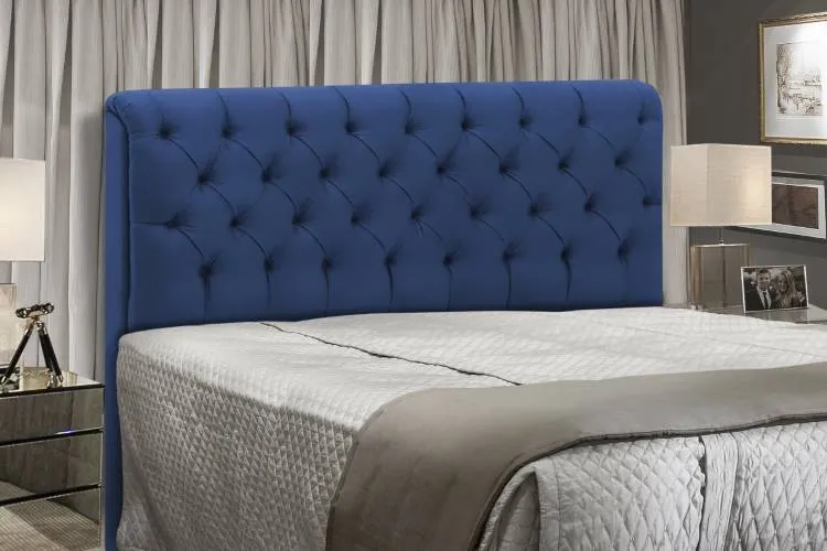 Cabeceira Solteiro Paris 90 Corino Marrom 2502 SR Cabec — Cabec Solteiro Veludo Azul 2302