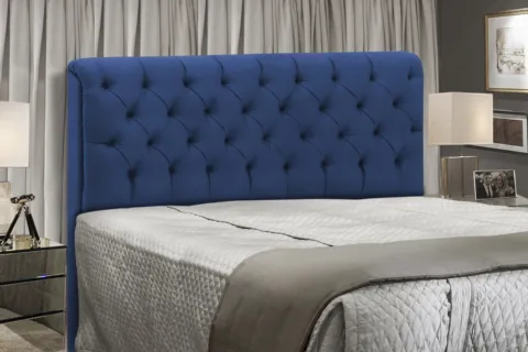 Cabeceira Queen Paris 160 Veludo Azul 2302 SR Cabec